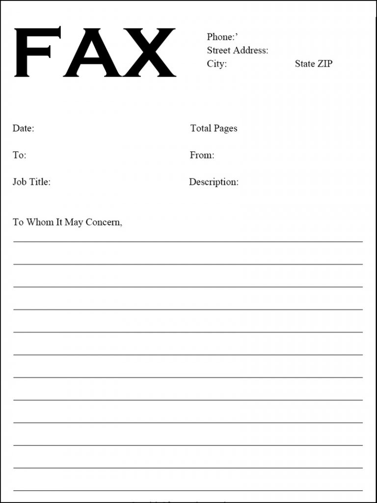 Fax Cover Page Template 4