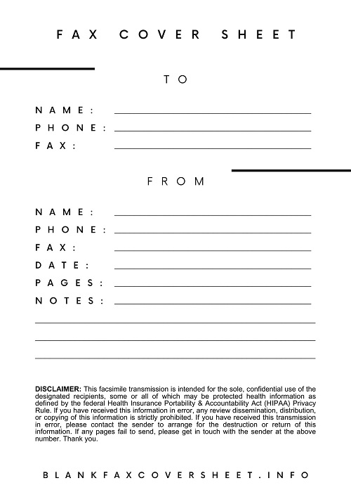 Fax Cover Sheet HIPAA Template 1